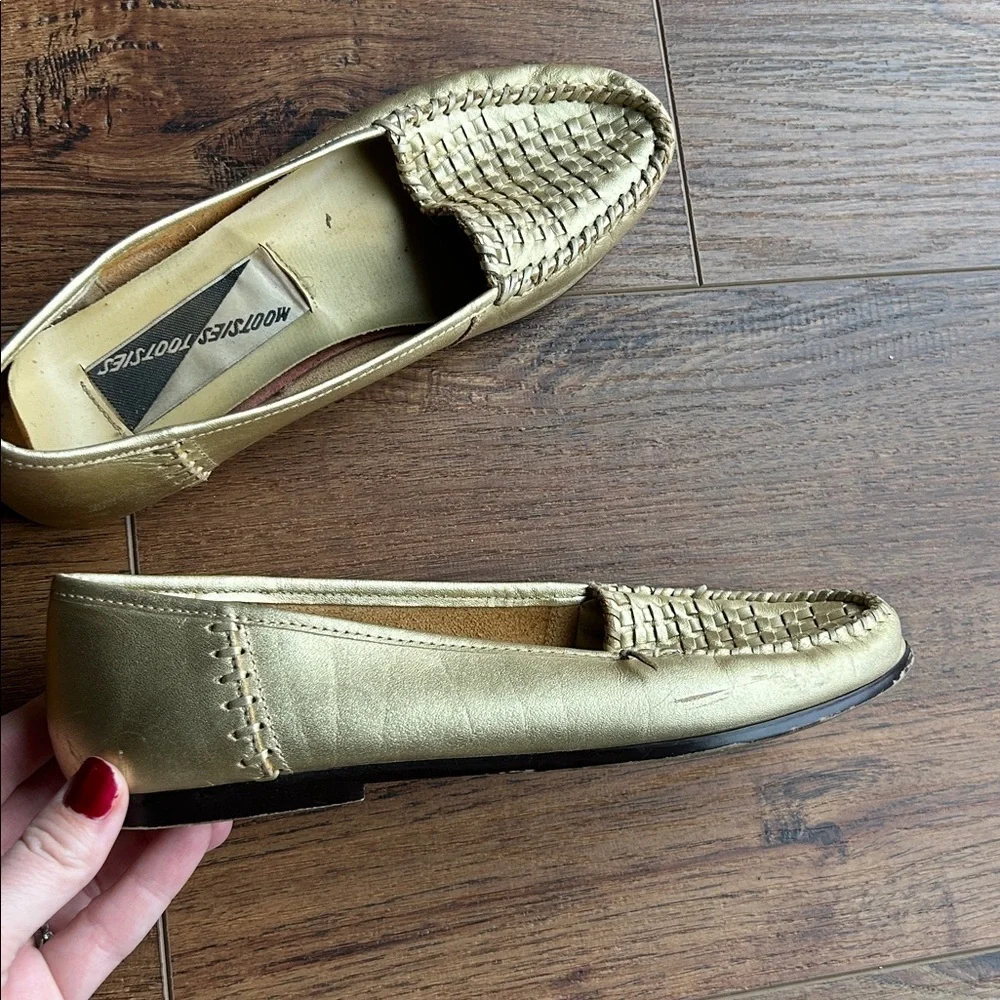 Vintage Mootsies Tootsies Gold Loafers | Vintage Gold Loafers | Gold Shoes